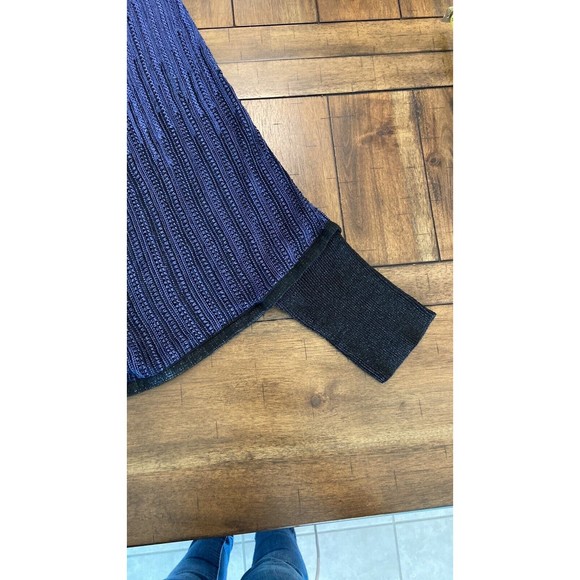 WHBM sz L/XL Sweater Ombre Poncho Asymmetrical Hem navy black metallic top cover - Picture 4 of 6